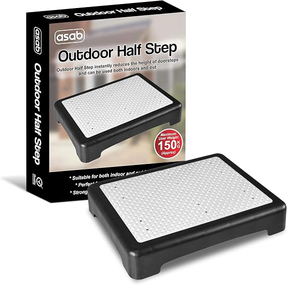 Portable Half Step Stool Mobility Aid for Elderly Non Slip Plastic Disability Stepping Platform for Doorstep, Bathroom, Toilet Door Step Up