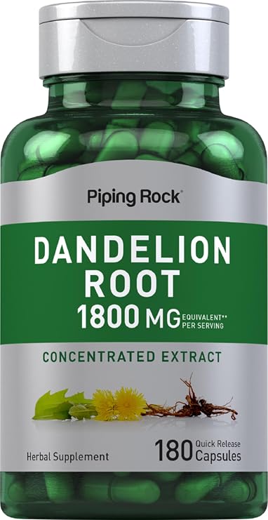 Piping Rock Dandelion Root Extract | 180 Capsules | Herbal Supplement | Taraxacum Officinale | Non-GMO, Gluten Free