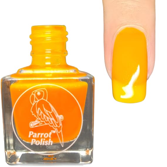 Parrot Polish Neon Yellow Nail Polish, Quick Dry Bright Color Lacquer, Long Lasting Fluorescent Colorful Nail Enamel, Saharan Lion, 0.5 Fl Oz