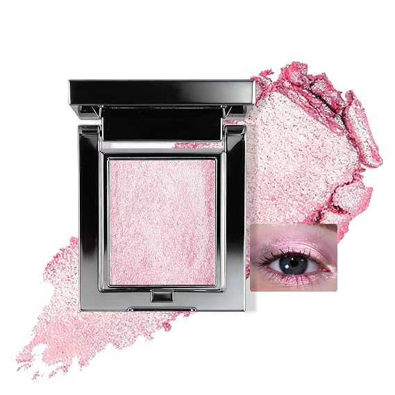 Duochrome Holographic Glitter Pink Eyeshadow Palette Single | Multichrome Metallic Shimmer Chameleon Eye Highlighter,Rich Color Diamond Sparkle Eye Shadow Eye Brightener for Fairy Makeup
