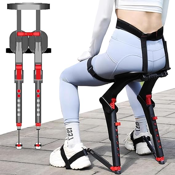 Wearable Chair Invisible Seat, Adjustable Chairless Chair Wearable Leg Ergonomics Lightweight Seat, Invisible Chair Wearable Exoskeleton Chair, 5 Gear Heights Adjustable, 330 LBS Capacity (R