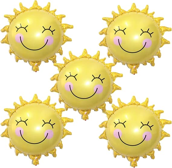 5PCS 26inch Sun Flower Foil Balloons Sunshin Sun Aluminum Balloon Birthday Wedding Decoration Summer Themed Party Decoration