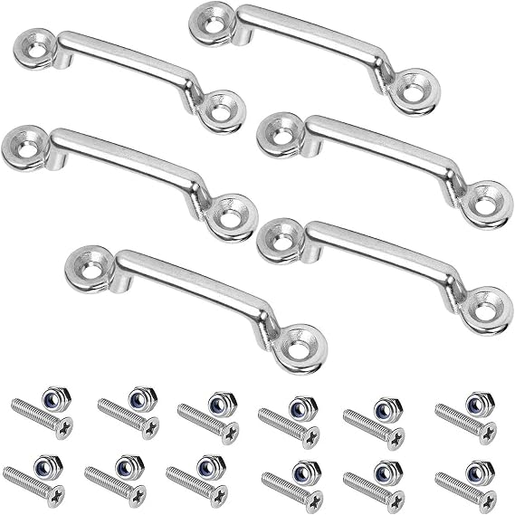 Bimini Top Strap Pad Eye Footman Loop, 316 Stainless Steel Footman's Loop for 1in or 1 1/2in Tie Down Strap, Kayak Deck Loops, Tie Down Anchor Point