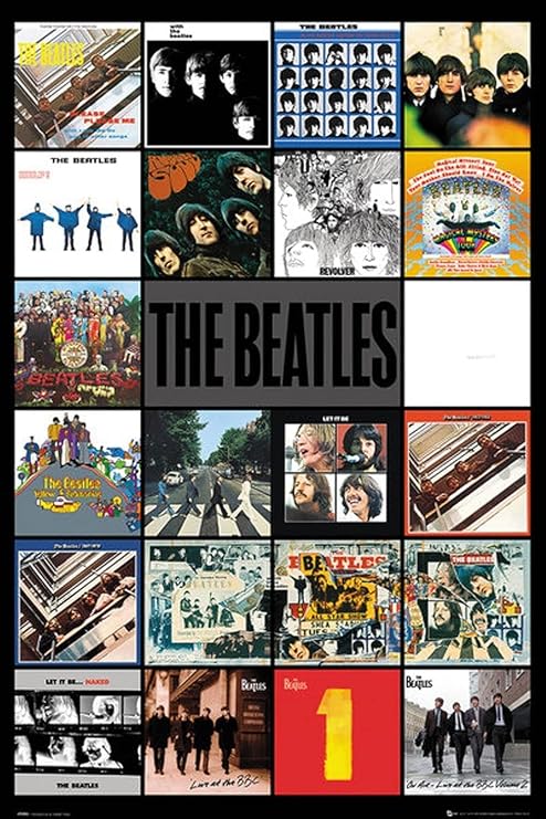 Buyartforless The Beatles Albums 22 Album Covers 36x24 Music Art Print Poster, Multicolor