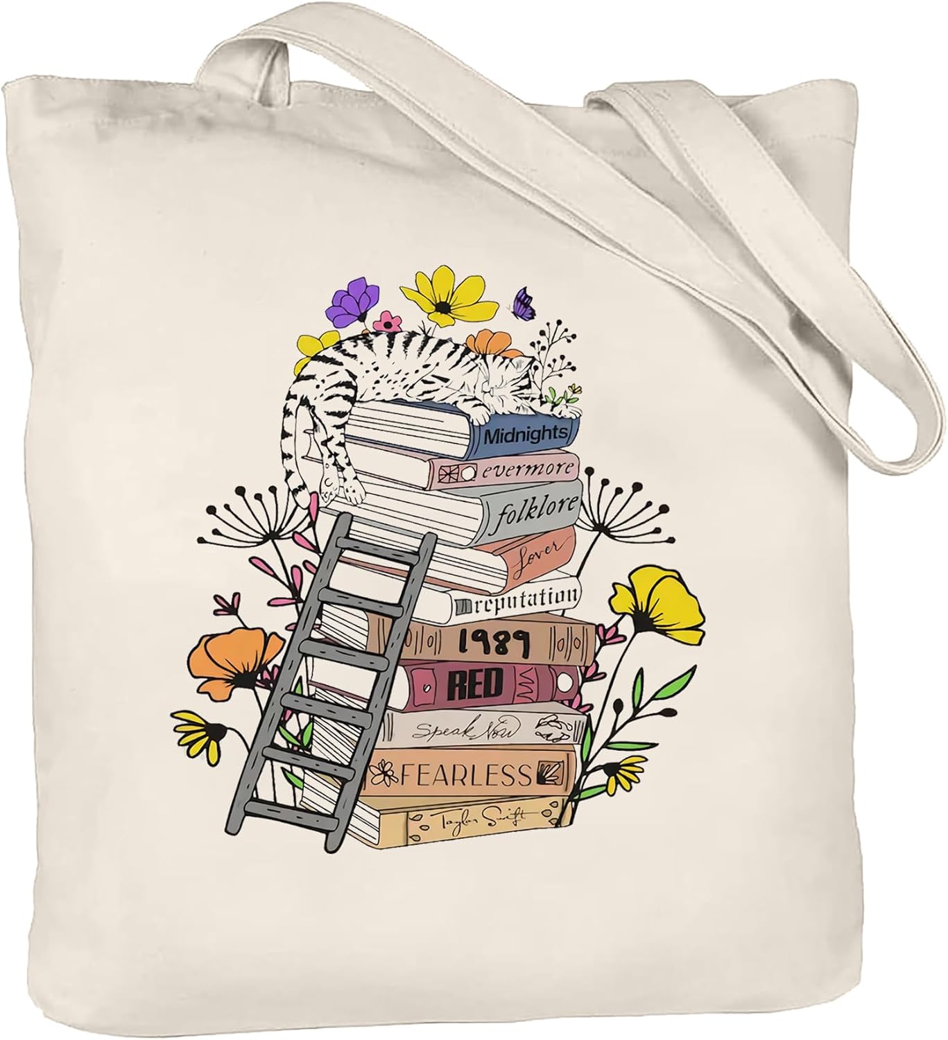 Taylor Tote Bag with Zipper Inner Pocket Singer Album Inspired Fans Gifts Music Lovers Reusable Canvas Bags