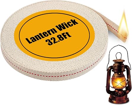 32.8 Feet Oil Lamp Wicks, Each Roll is 1/2-inch Wide Wicks for Oil Lamps, Cotton Oil Lamp Wick Can Be Used As Fuel for Kerosene Lamps, Lanterns and Oil Lamps