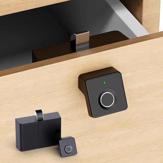 Handle-Style Fingerprint Cabinet Lock, Smart Biometric Cabinet Lock, Keyless DIY Hidden Drawer Lock for Files, Storage Cabinet, Wardrobe, Wooden Furniture, Waterproof
