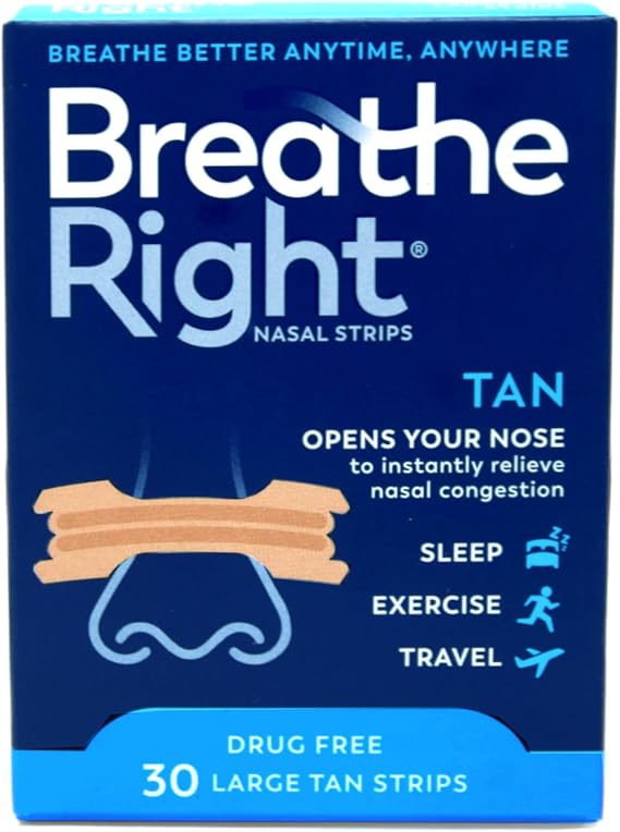 Breathe Right Nasal Strips, Large, Tan 30 ea