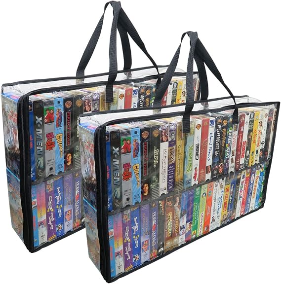 Evelots VHS Storage Bags, 2 Pack, Holds 100 VHS Tapes