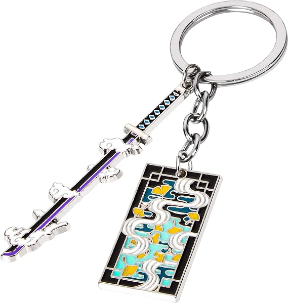 Demon Slayer Gifts, Anime Keychains with Sword & Charm Plate, Gift-Ready Demon Slayer Merch with Protective Case