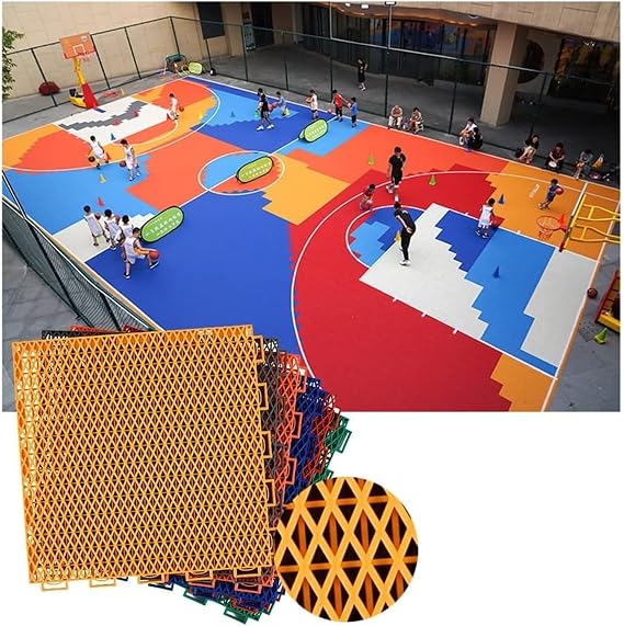 Outdoor Modular Interlocking Flooring， Outdoor Modular Interlocking Floor Tiles, Stadium basketball court kindergarten large splicing floor waterproof sports mat(Grün,10PCS)