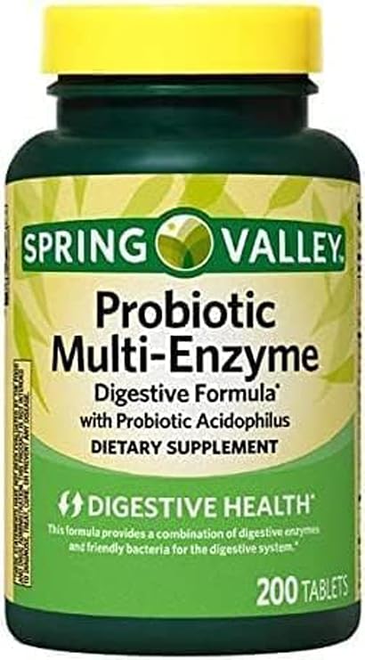 Spring Valley Probiotic Multi-Enzyme Digestive Formula Tablets, 200 Count