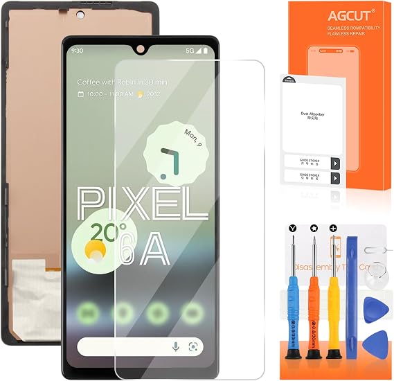 OLED for Google Pixel 6A Screen Replacement for Pixel 6A LCD Display GX7AS, GB62Z, G1AZG Screen Touch Digitizer Assembly Repair Part with Frame