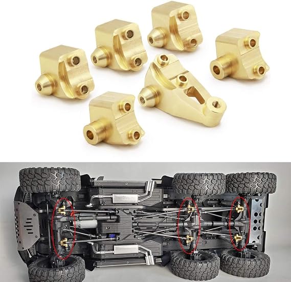 RCLions Heavy Duty 67g Brass Front Rear Axle Lower Shock Mount for TRX6 6X6 1/10 RC Car Upgrades Accessories