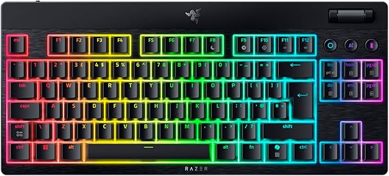 Razer BlackWidow V4 Tenkeyless HyperSpeed Low Profile - Wireless Hot-swappable Gaming Keyboard (HyperSpeed Wireless & BT, Multi-Function Roller & Control Buttons) Orange Switch | UK Layout