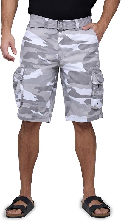 X RAY Mens Belted Cargo Shorts, Relaxed Fit Casual Knee Length 12.5" Cargo Shorts for Men (Big and Tall Shorts for Men)