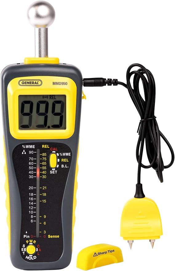 General Tools Wood Moisture Meter MMD900 - Humidity Sensor - Pin Type / Pinless Device