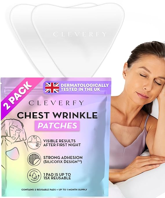 Cleverfy Silicone Chest Wrinkle Patches, Reusable Anti-Wrinkle Pads, 2 Pack