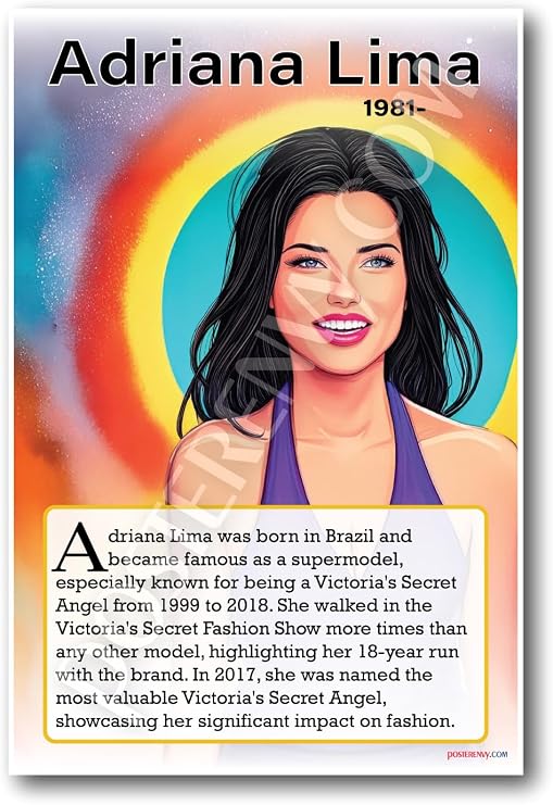 Adriana Lima Brazilian Supermodel Biography 12"x18" US Made Poster
