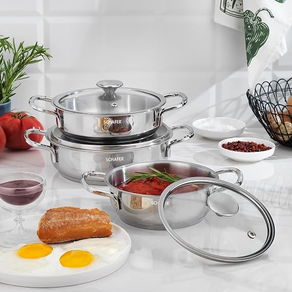 Schafer Steel Storm Çelik Sahan Seti 6 Parça-Inox