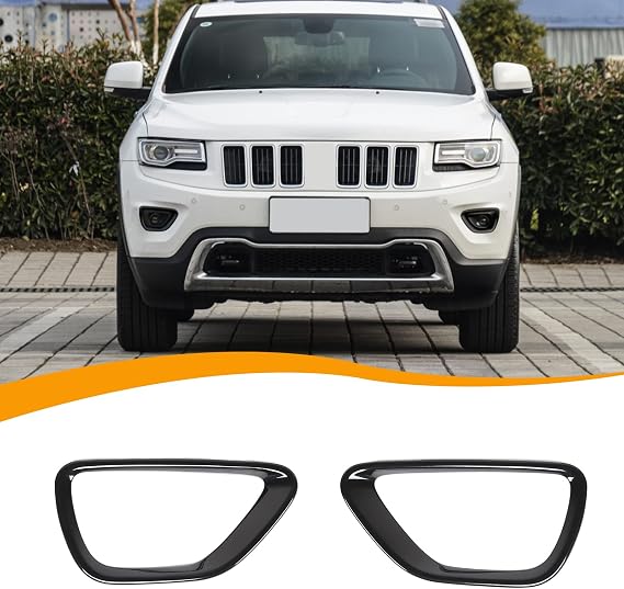 Hoolcar Front Fog Lights Cover Fog Lamp Frame Trim Replacement Compatible with 2014-2016 Jeep Grand Cherokee, Black