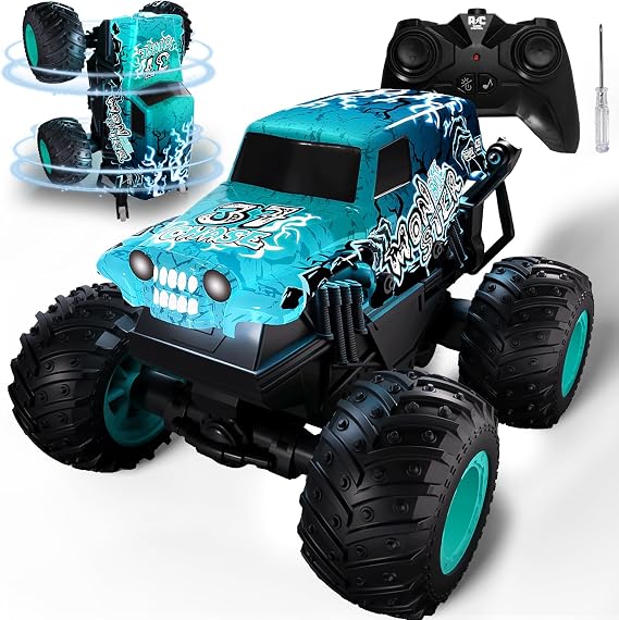 2.4Ghz Remote Control Monster Trucks for Boys Age 4-7,Zombie Monster Truck Toys with Stunt, 360Spin & Drift, 1:20 Scale Remote Control Car with Light & Sounds, Gift for 3 5 6 8 Year Old Boys&Girls.