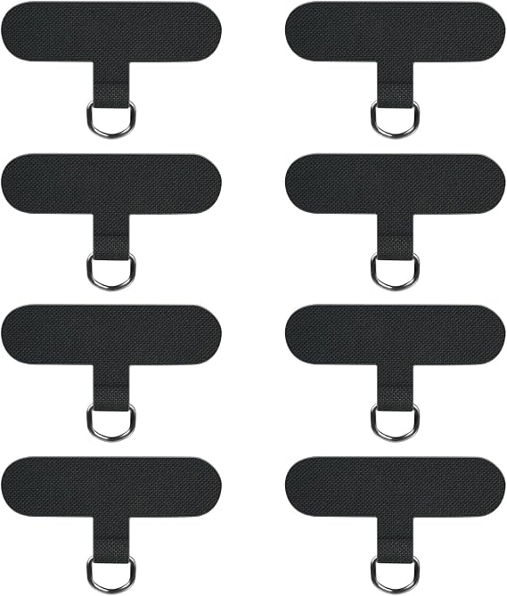 Phone Tether Tab, 8 Pack Adhesive-Free Phone Lanyard Strap for Full Coverage Phone Cases, Compatible with iPhone, Samsung and Most Smartphones (Black)