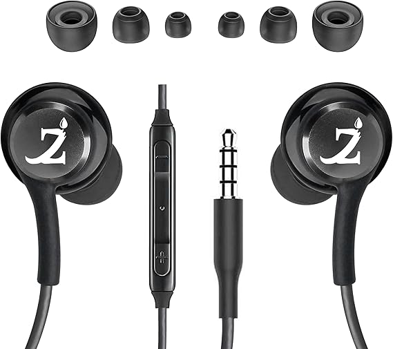 ZAMZAM PRO 3.5mm(1/8inch) Regular Plug Stereo Headphones with Hands-Free Built-in Microphone Buttons + Crisp Digital Titanium Clear Audio
