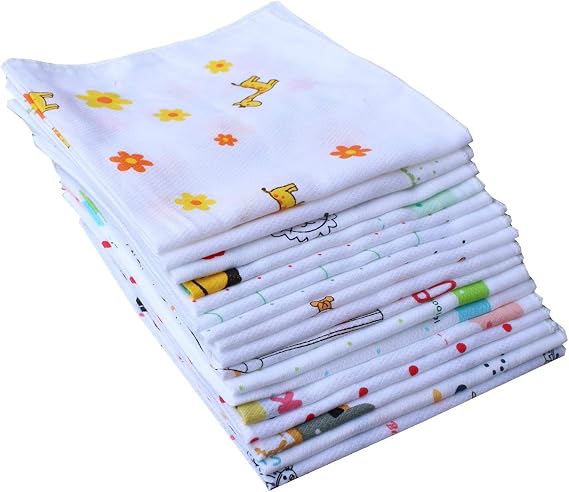 La Closure Kids Cotton Handkerchiefs,Soft White Handkerchieves Cute Hankies for Children Girls Boys
