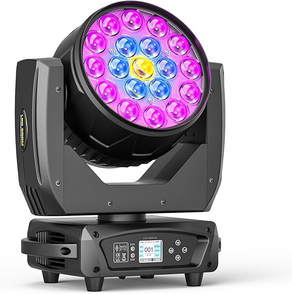 19x10W Moving Headlight Focusing/Beam/Wash/Zoom Effect Stage Light 4 In 1 LED DMX512 & Sound Active Control For DJ Disco Nightclub KTV Bar Theater Shopping Mall