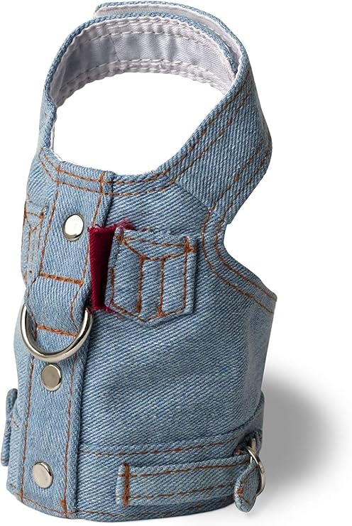 Doggles Dog Harness Jean Jacket, Blue, XX Small