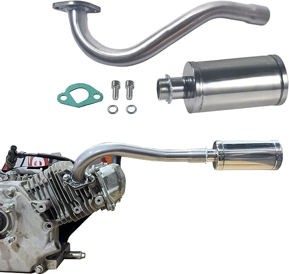 212cc Exhaust Pipe with Muffler for Predator 212 196cc Non Hemi Engine Fit Coleman Powersports KT196 Trailmaster XRX XRS Hammerhead 80T Yerf Dog Manco Tillotson GX200 Go Kart Performance Parts