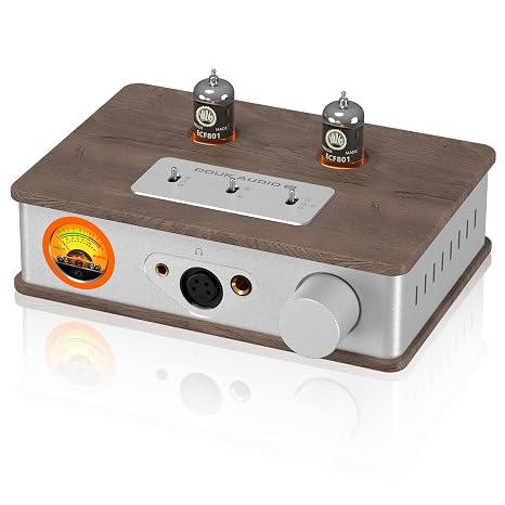 Douk Audio Tube Headphone Amp: for XLR, 4.4mm, 6.35mm HiFi Headphones, Stereo Preamplifier for Amplifiers, Speakers, Home Desktop Audio System, with VU Meter & German Valvo Vacuum Tubes (E2)