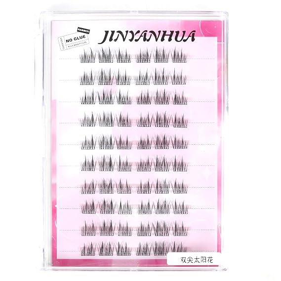 Self Adhesive Lashes Clusters Natural C Curl Reusable No Glue Self Adhesive DIY Cluster Eyelash Extension Easy Press On Lashes for Beginners (34SJTYH)