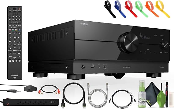 Yamaha RX-A4A AVENTAGE 7.2-Channel Surround Sound Network AV Receiver MusicCast Built-in Wi-Fi and Bluetooth Streaming Home Theater System Bundle with Accessories