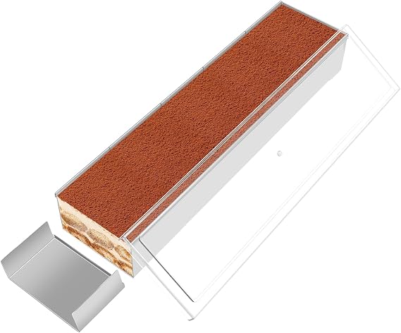 Rectangle Cake Pan with Lid Tiramisu & Cheesecake Mold 304 Stainless Steel Long Cake Baking Pan Removable Mousse Mold(40x10cm)