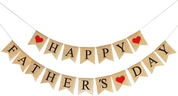 Burlap Happy Fathers Day Banner | Rustic Fathers Day Party Decorations | Fathers Day Family Photo Prop Celebration Gift