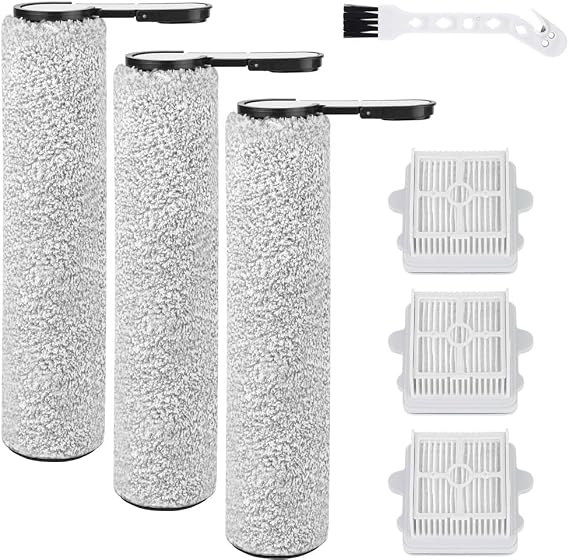 Replacement Kit Accessories Compatible with Roborock F25/ F25 ACE/ F25 ALT/ F25 LT/ F25 RT Cordless Wet Dry Vacuum Cleaner（3 Main roller brushes, 3 HEPA Filters)