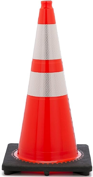 JBC High-Visibility Orange Traffic Cones with 3M Reflective Collars - 28-inch