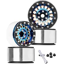 1.9 Brass Beadlock Wheel Rim for 1/10 SCX10 SCX10 II 90046 SCX10 III AXI03007 SCX10 Pro TRX4 TRX6 Gen7/8 D90 VS4-10 MST CFX RC Crawler Car,Brass Beadlock & Aluminum Deep Dish Rim,Colorful