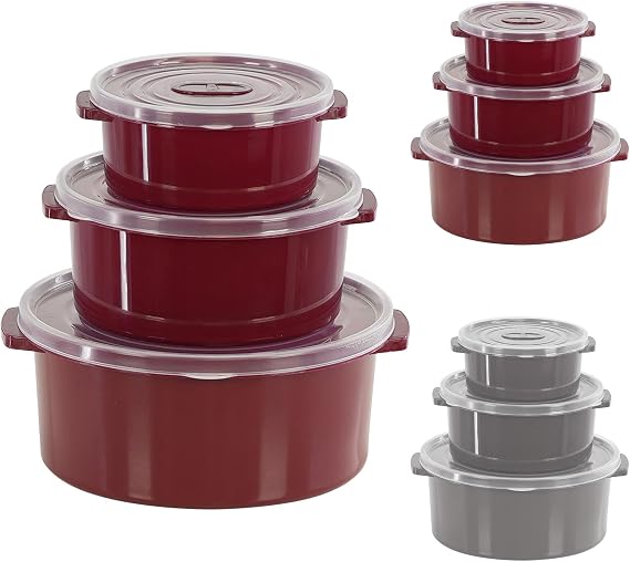 GEEZY Microwave Bowls with Vented Lids Set of 3 (0.5, 1, 2L) - Nesting, Round, BPA Free, Dishwasher & Freezer Safe - Microwave Cookware for Meal Prep, Food Storage, Leftovers or Daily Use