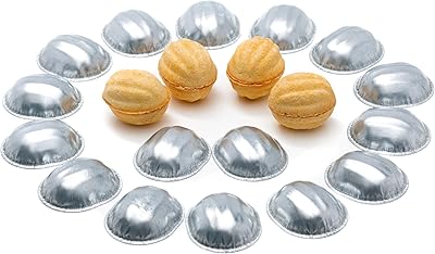 Walnut Cookie Mold for Baking - Pastry Oreshki Mold 24 Pcs - Oreshki Maker Mini Metal Mold - Pastry Cookie Nutletss Set - Non-Stick Cookie Form for Sweet Nuts, 1.97x1.77