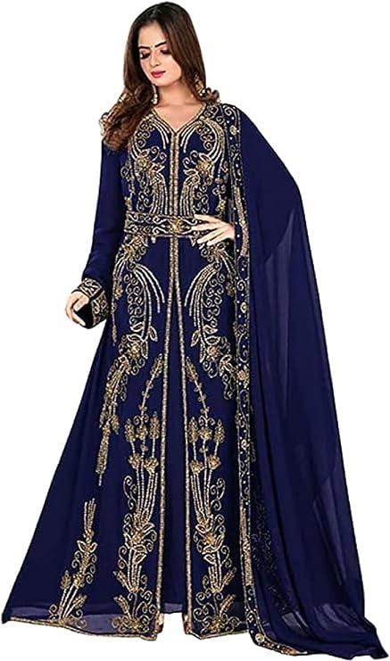 Moroccan Abaya Kaftan for Women - Dubai Farasha Embroidered Long Gown