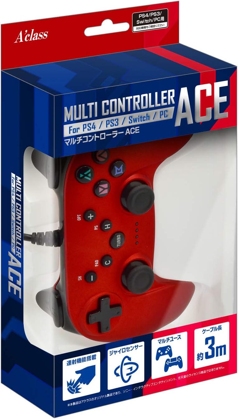 PS4PS3SwitchPC compatible multi-controller Ace metal red