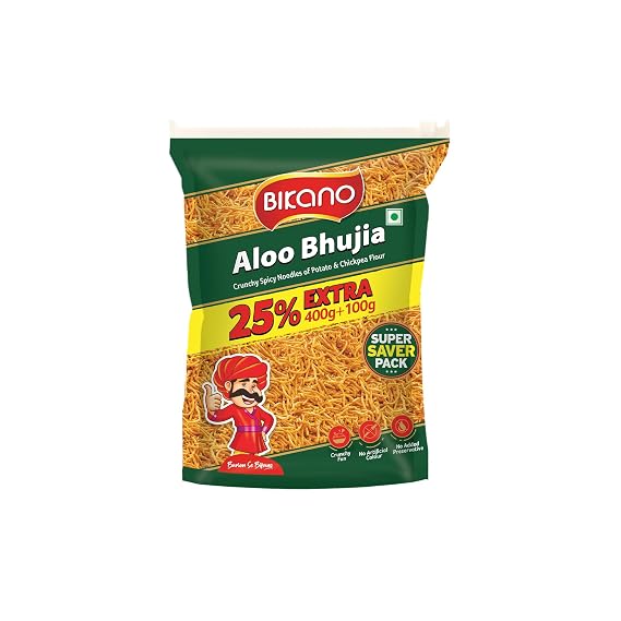 Bikano Aloo Bhujia | 1kg | Crunchy and Spicy Aloo Bhujia Snack | Perfect Tea-Time Namkeen