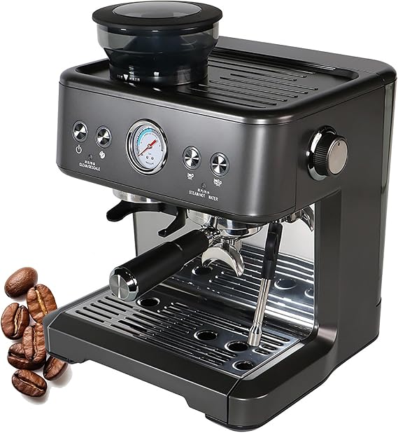 Espresso Coffee Machine with Steam Frother, Compact Professional Coffee & Cappuccino Maker for Latte Art