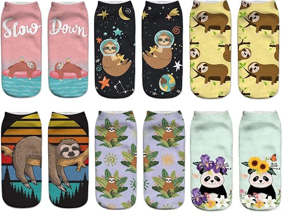 Benefeet Sox Womens Fun Novelty Low Cut Socks Girls Funny Crazy 3D Print Patterned Cotton Ankle Socks Cool Cute Gifts
