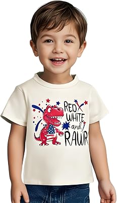 Kids Toddler Boys Girls 4th of July T-Shirt Short Sleeve American Flag Patriotic Top Independence Day Clothes