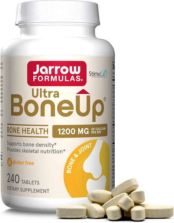 Jarrow Ultra BoneUp, Includes MK-7 & Silicon for Bone Support, 240 Tablets | Bone Density Support, StimuCalTM MCHA, Calcium, Vitamin D3 & K2 MK-7, Non-GMO, Gluten-Free Tablets