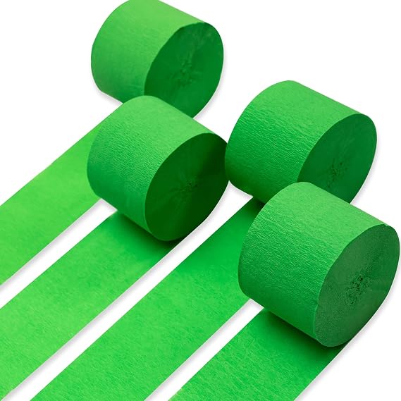 PartyWoo Lime Green Crepe Paper Streamers 4 Rolls 328 FT Streamers | Wedding Birthday Baby Shower Graduation Bridal Shower Anniversary Engagement Retirement Bachelorette Party Decorations